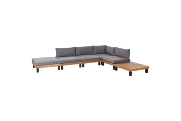 Loungegrupp Beliani Frazzano Grey||Light wood - Hagemøbler & utemiljø - Hagegruppe - Sofagruppe utendørs