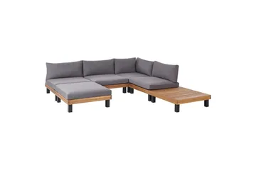 Loungegrupp Beliani Frazzano Grey||Light wood - Hagemøbler & utemiljø - Hagegruppe - Sofagruppe utendørs