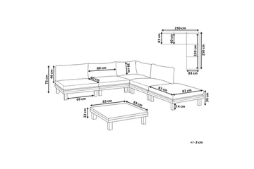 Loungegrupp Beliani Frazzano Grey||Light wood - Hagemøbler & utemiljø - Hagegruppe - Sofagruppe utendørs
