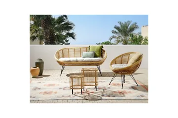 Loungegrupp Beliani Maratea/Cesenatico 3-Sits Natural||Black||Beige - Hagemøbler & utemiljø - Hagegruppe - Sofagruppe utendørs