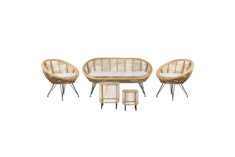Loungegrupp Beliani Maratea/Cesenatico 4-Sits Natural||Black||Beige