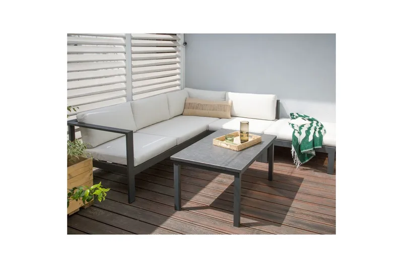 Loungegrupp Beliani Messina Grön/svart/grå White||Black||Grey - Hagemøbler & utemiljø - Hagegruppe - Sofagruppe utendørs