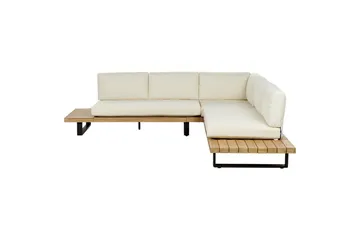Loungegrupp Beliani Mykonos Light wood||White - Hagemøbler & utemiljø - Hagegruppe - Sofagruppe utendørs