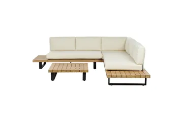 Loungegrupp Beliani Mykonos Light wood||White - Hagemøbler & utemiljø - Hagegruppe - Sofagruppe utendørs