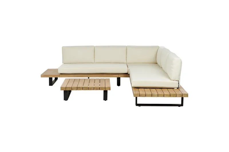 Loungegrupp Beliani Mykonos Light wood||White
