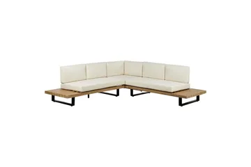 Loungegrupp Beliani Mykonos Light wood||White - Hagemøbler & utemiljø - Hagegruppe - Sofagruppe utendørs