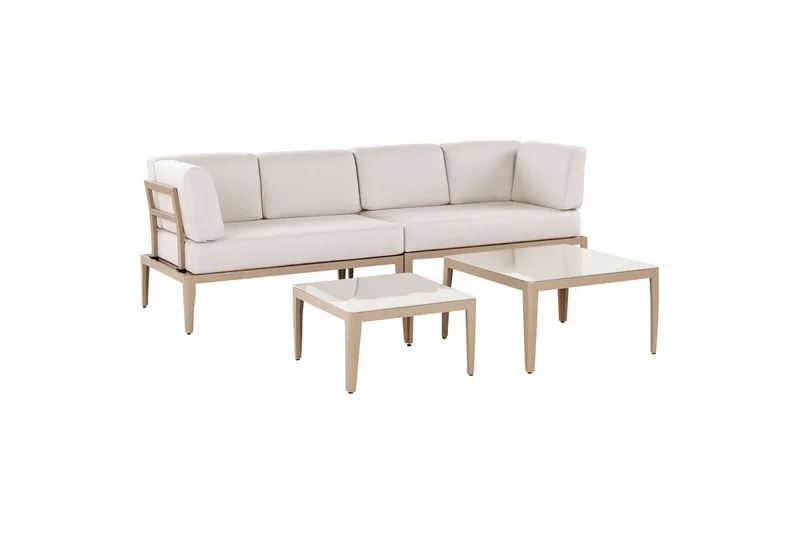 Loungegrupp Beliani Rima III Beige Beige - Hagemøbler & utemiljø - Hagegruppe - Sofagruppe utendørs