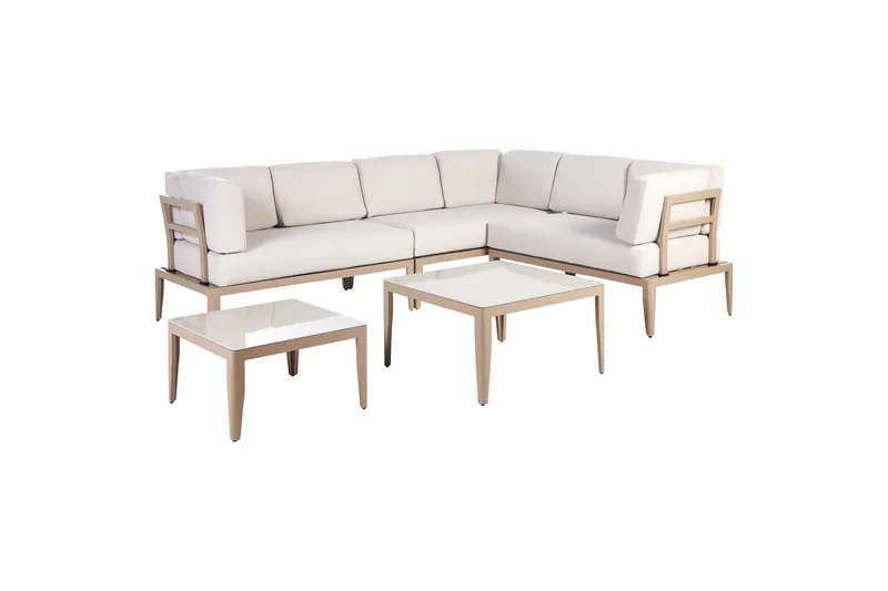 Loungegrupp Beliani Rima III Beige Beige - Hagemøbler & utemiljø - Hagegruppe - Sofagruppe utendørs