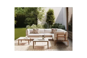 Loungegrupp Beliani Rima III Beige Beige - Hagemøbler & utemiljø - Hagegruppe - Sofagruppe utendørs