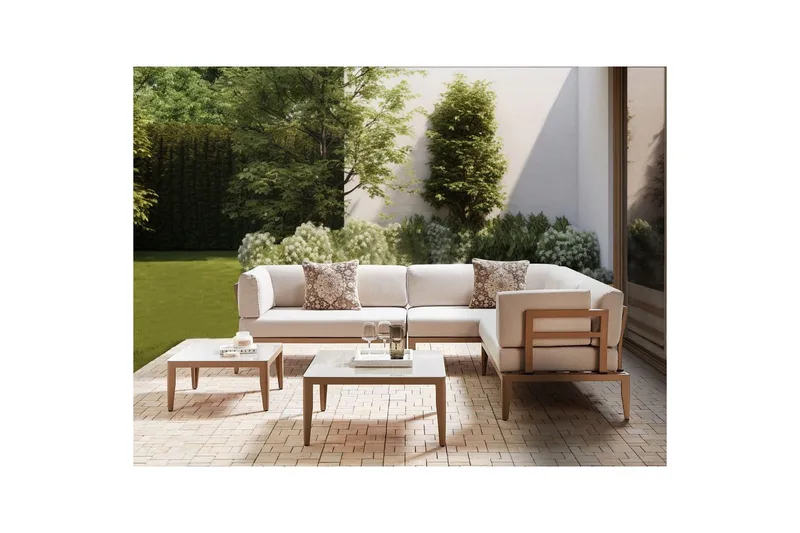 Loungegrupp Beliani Rima III Beige Beige - Hagemøbler & utemiljø - Hagegruppe - Sofagruppe utendørs