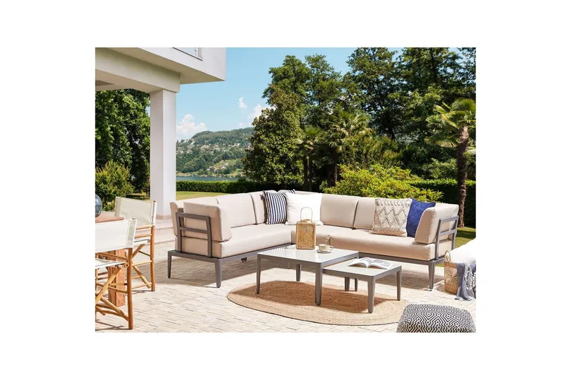 Loungegrupp Beliani Rima III Beige Grey||Beige - Hagemøbler & utemiljø - Hagegruppe - Sofagruppe utendørs