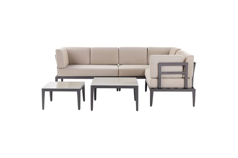 Loungegrupp Beliani Rima III Beige Grey||Beige