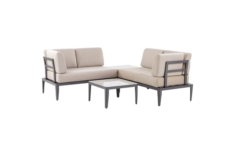 Loungegrupp Beliani Rima III Beige Grey||Beige - Hagemøbler & utemiljø - Hagegruppe - Sofagruppe utendørs