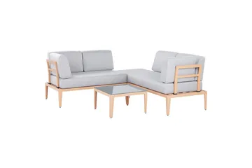 Loungegrupp Beliani Rima III Beige Grey||Light wood - Hagemøbler & utemiljø - Hagegruppe - Sofagruppe utendørs