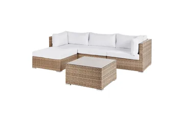 Loungegrupp Beliani Sano Grå, Högervänd NO_BRAND Natural||White Left-faced - Hagemøbler & utemiljø - Hagegruppe - Sofagruppe utendørs