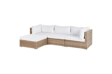 Loungegrupp Beliani Sano Grå, Högervänd NO_BRAND Natural||White Left-faced - Hagemøbler & utemiljø - Hagegruppe - Sofagruppe utendørs