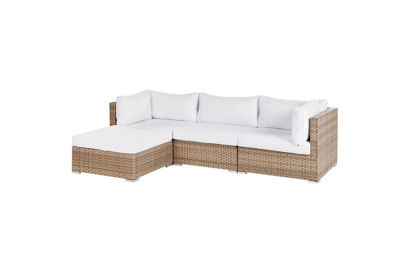 Loungegrupp Beliani Sano Grå, Högervänd NO_BRAND Natural||White Left-faced - Hagemøbler & utemiljø - Hagegruppe - Sofagruppe utendørs