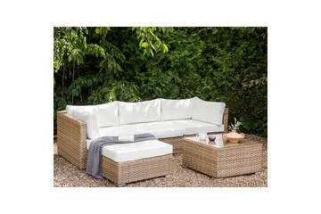Loungegrupp Beliani Sano Grå, Högervänd NO_BRAND Natural||White Left-faced - Hagemøbler & utemiljø - Hagegruppe - Sofagruppe utendørs
