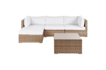 Loungegrupp Beliani Sano Grå, Högervänd NO_BRAND Natural||White Left-faced - Hagemøbler & utemiljø - Hagegruppe - Sofagruppe utendørs