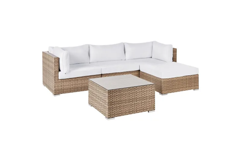 Loungegrupp Beliani Sano Grå, Högervänd NO_BRAND Natural||White Right-faced - Hagemøbler & utemiljø - Hagegruppe - Sofagruppe utendørs