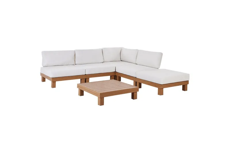 Loungegrupp Beliani Sanza White||Light wood