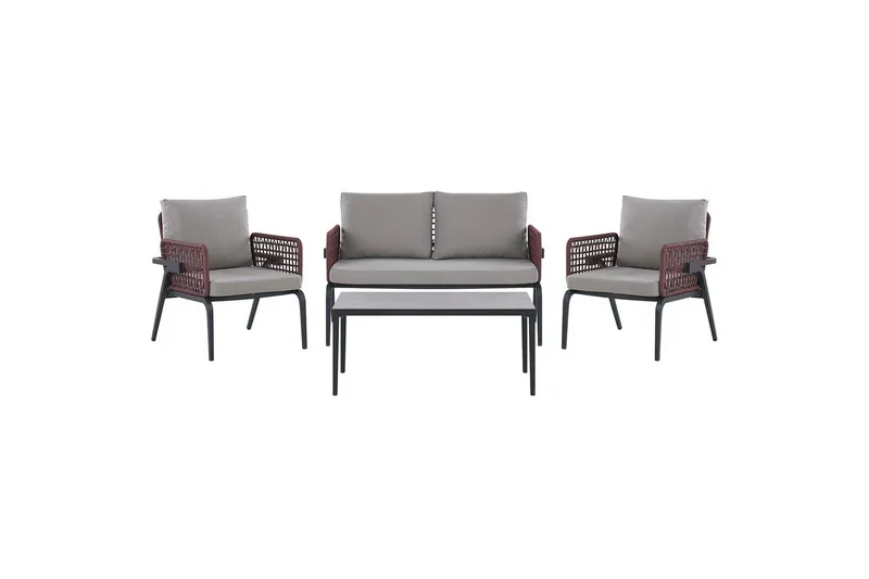 Loungegrupp Beliani Sciacca Grey||Black||Burgundy