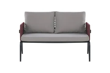 Loungegrupp Beliani Sciacca Grey||Black||Burgundy - Hagemøbler & utemiljø - Hagegruppe - Sofagruppe utendørs