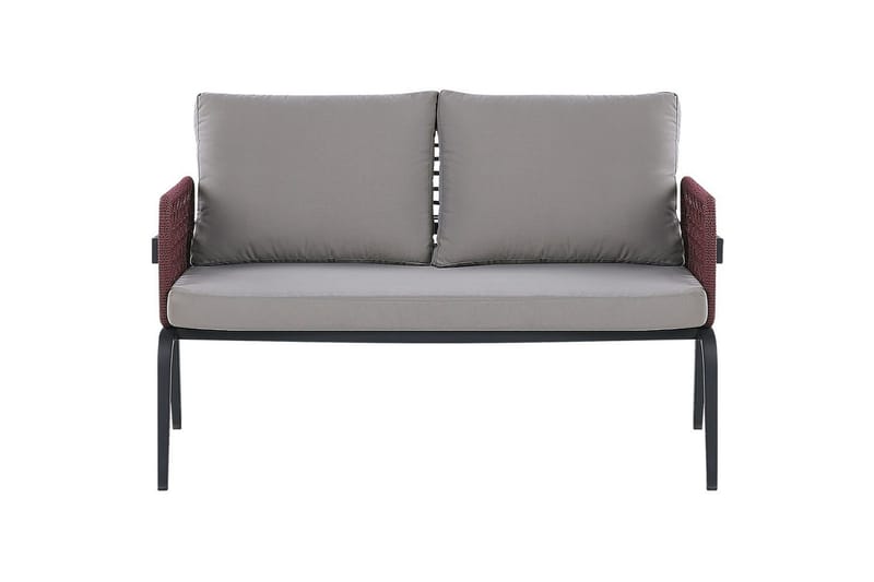 Loungegrupp Beliani Sciacca Grey||Black||Burgundy - Hagemøbler & utemiljø - Hagegruppe - Sofagruppe utendørs