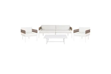 Loungegrupp Beliani Serla White||Beige - Hagemøbler & utemiljø - Hagegruppe - Sofagruppe utendørs