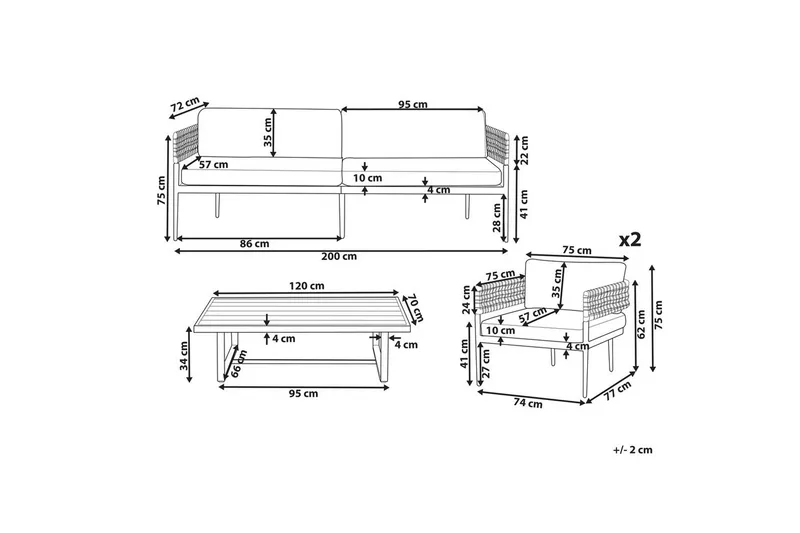 Loungegrupp Beliani Serla White||Beige - Hagemøbler & utemiljø - Hagegruppe - Sofagruppe utendørs