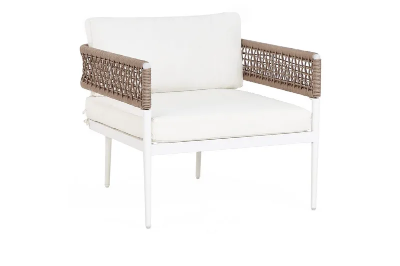 Loungegrupp Beliani Serla White||Beige - Hagemøbler & utemiljø - Hagegruppe - Sofagruppe utendørs