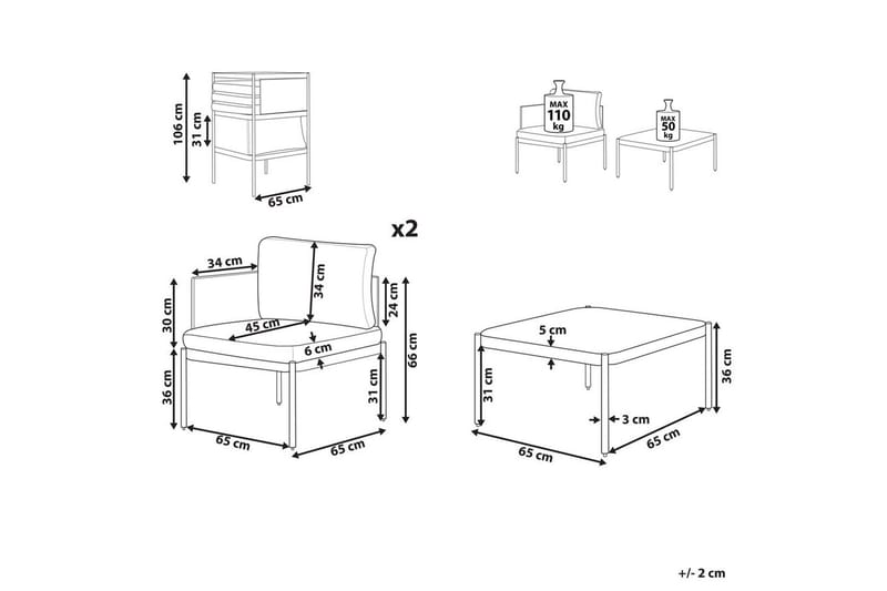 Loungegrupp Beliani Terracina Grå Green||White - Hagemøbler & utemiljø - Hagegruppe - Cafemøbler & cafesett