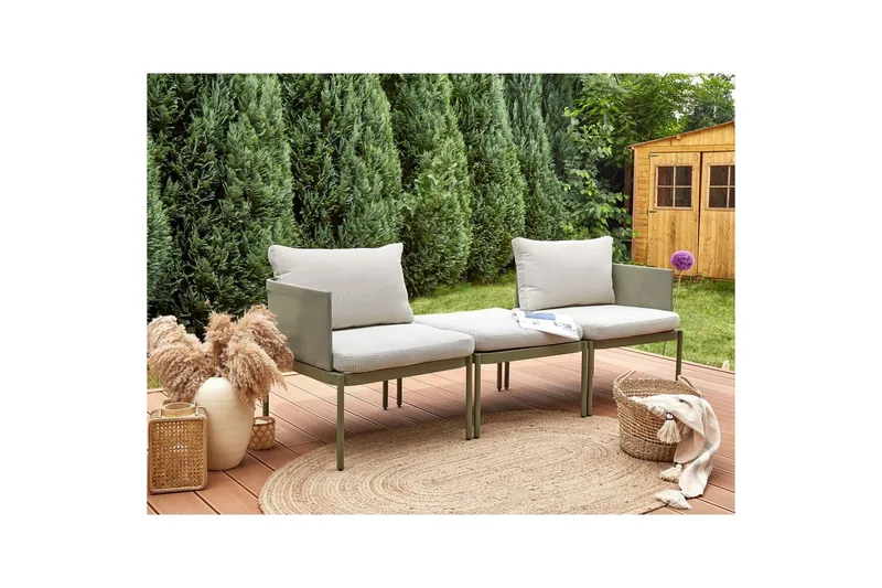 Loungegrupp Beliani Terracina Grå Green||White - Hagemøbler & utemiljø - Hagegruppe - Cafemøbler & cafesett