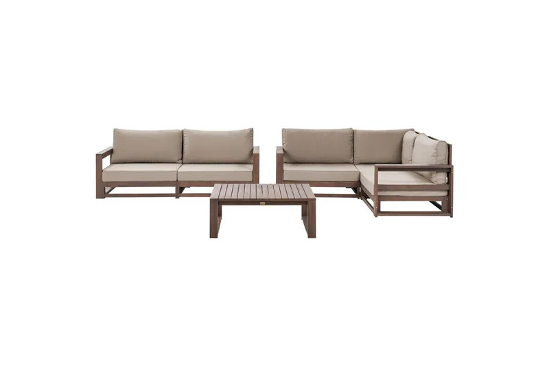 Loungegrupp Beliani Timor 4-sits Ljus trä/grått/beige, Ja Dark wood||Grey||Beige