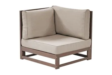 Loungegrupp Beliani Timor Ljus trä/beige, Ja, Högervänd Dark wood||Beige||Grey Right-faced - Hagemøbler & utemiljø - Hagegruppe - Sofagruppe utendørs