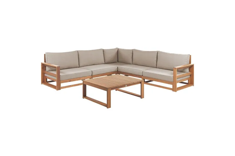 Loungegrupp Beliani Timor Ljus trä/grått/beige, Ja, Vändbar Light wood||Grey||Beige