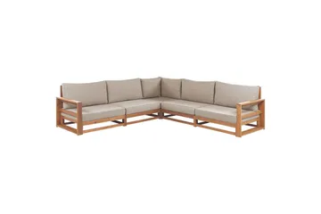 Loungegrupp Beliani Timor Ljus trä/grått/beige, Ja, Vändbar Light wood||Grey||Beige - Hagemøbler & utemiljø - Hagegruppe - Sofagruppe utendørs