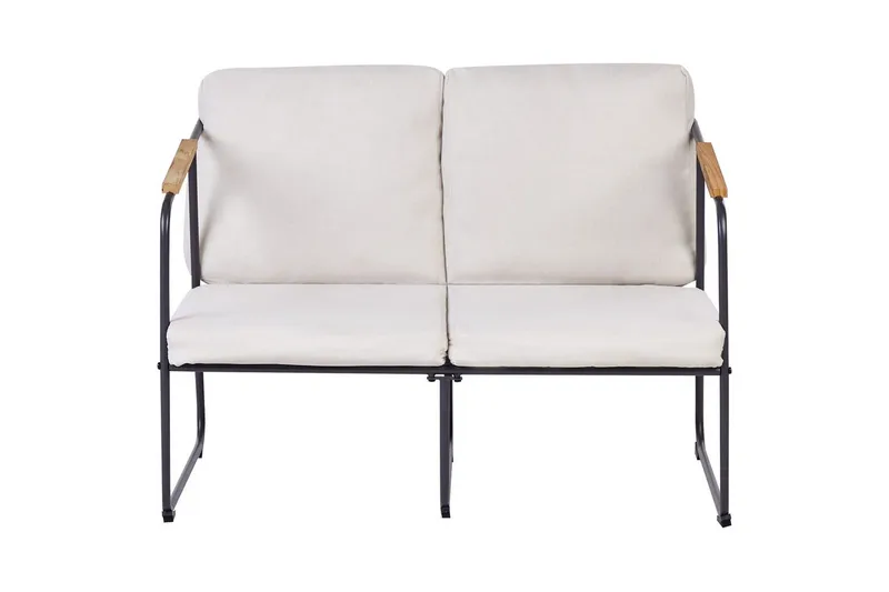 Loungegrupp Beliani Vezzana Beige/ljust trä/svart Beige||Light wood||Black - Hagemøbler & utemiljø - Hagegruppe - Sofagruppe utendørs