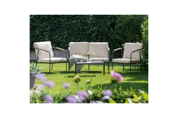 Loungegrupp Beliani Vezzana Beige/ljust trä/svart Beige||Light wood||Black - Hagemøbler & utemiljø - Hagegruppe - Sofagruppe utendørs