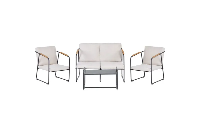 Loungegrupp Beliani Vezzana Beige/ljust trä/svart Beige||Light wood||Black