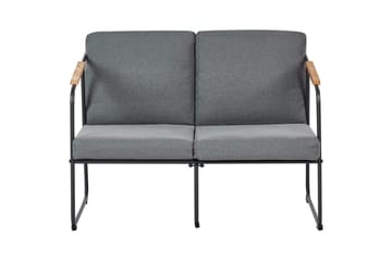 Loungegrupp Beliani Vezzana Beige/ljust trä/svart Grey||Light wood||Black - Hagemøbler & utemiljø - Hagegruppe - Sofagruppe utendørs