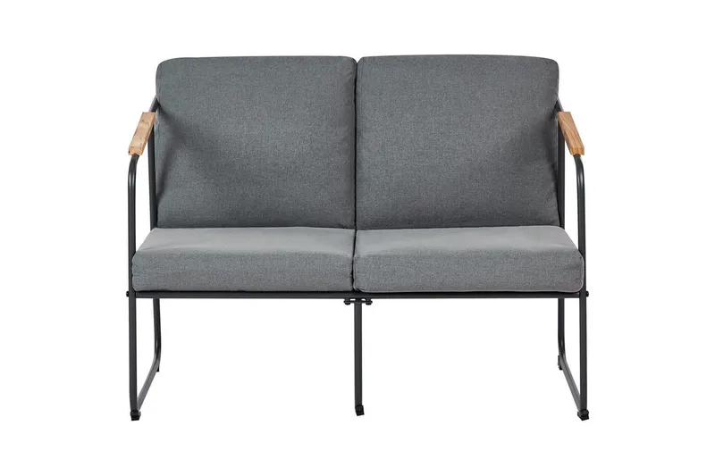 Loungegrupp Beliani Vezzana Beige/ljust trä/svart Grey||Light wood||Black - Hagemøbler & utemiljø - Hagegruppe - Sofagruppe utendørs