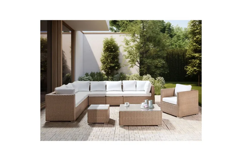 Loungegrupp Beliani XXL Beige/vit Beige||White - Hagemøbler & utemiljø - Hagegruppe - Sofagruppe utendørs