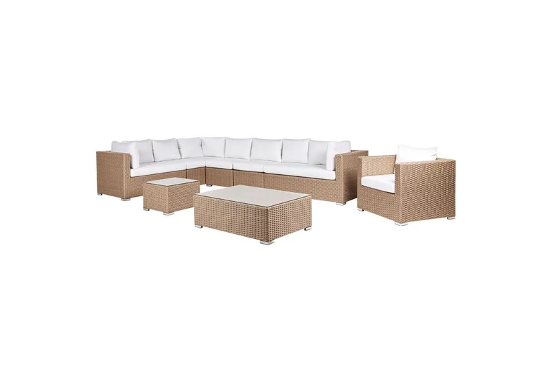Loungegrupp Beliani XXL Beige/vit Beige||White - Hagemøbler & utemiljø - Hagegruppe - Sofagruppe utendørs