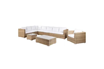 Loungegrupp Beliani XXL Beige/vit Brown||White - Hagemøbler & utemiljø - Hagegruppe - Sofagruppe utendørs