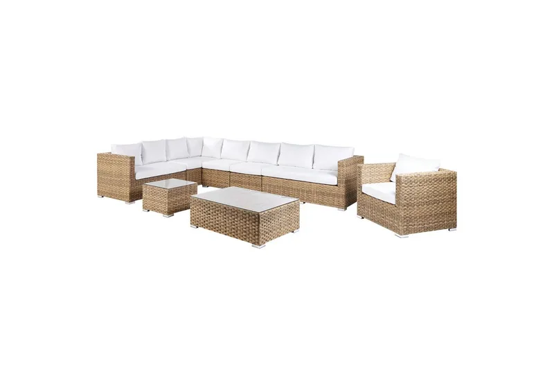 Loungegrupp Beliani XXL Beige/vit Brown||White - Hagemøbler & utemiljø - Hagegruppe - Sofagruppe utendørs
