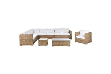 Loungegrupp Beliani XXL Beige/vit Brown||White - Hagemøbler & utemiljø - Hagegruppe - Sofagruppe utendørs