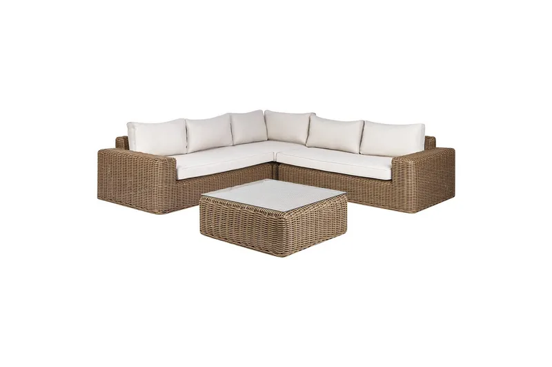 Loungegrupp Beliani Palermo Brun/grå Brown||White - Hagemøbler & utemiljø - Hagegruppe - Sofagruppe utendørs