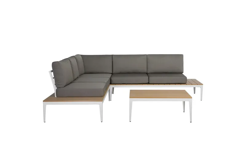 Loungegrupp Beliani Positano Grey||Light wood||White