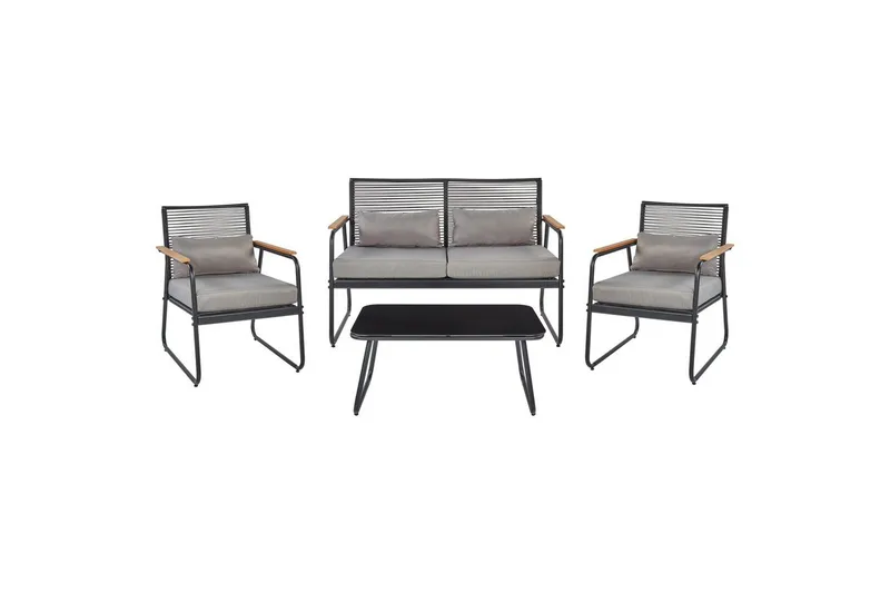 Loungegrupp Beliani Pomonte Svart/Grå Black||Grey